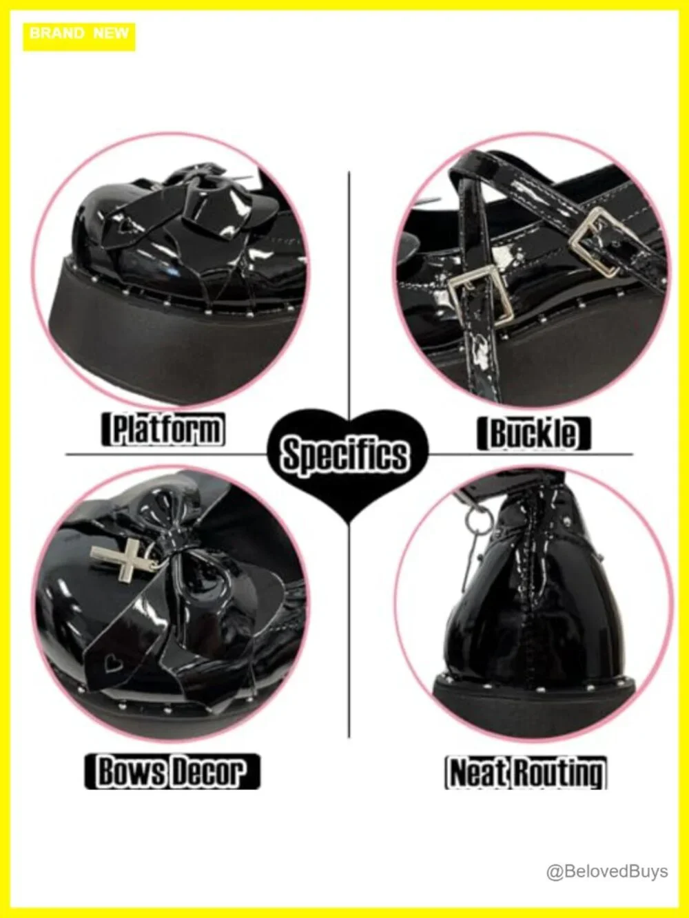 Women Kawaii Gothic Platform Mary Jane Shoes PU Chunky Heels Cosplay